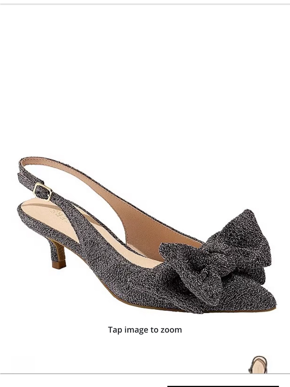 Jack Rogers Debra Sparkle Glitter Bow Purple/Silver Slingback Kitten Heel